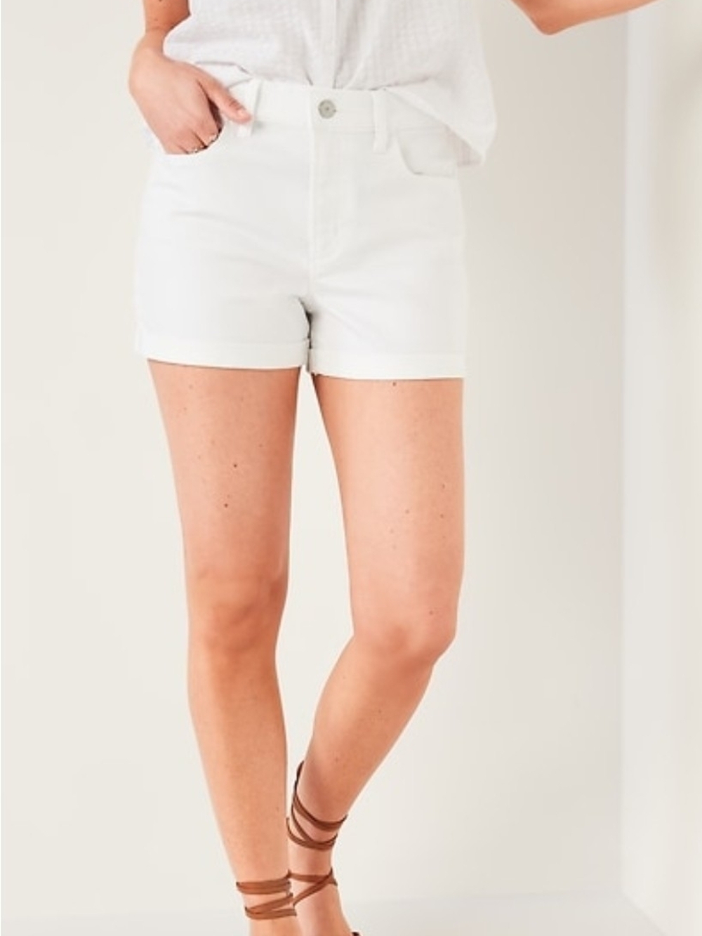 OLD NAVY White High-Rise OG Straight 3" Inseam Shorts 14